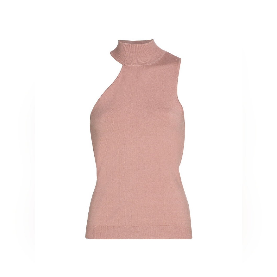 Nwt L'agence Imani Mock-Neck Knit Tank Top - Misty Rose